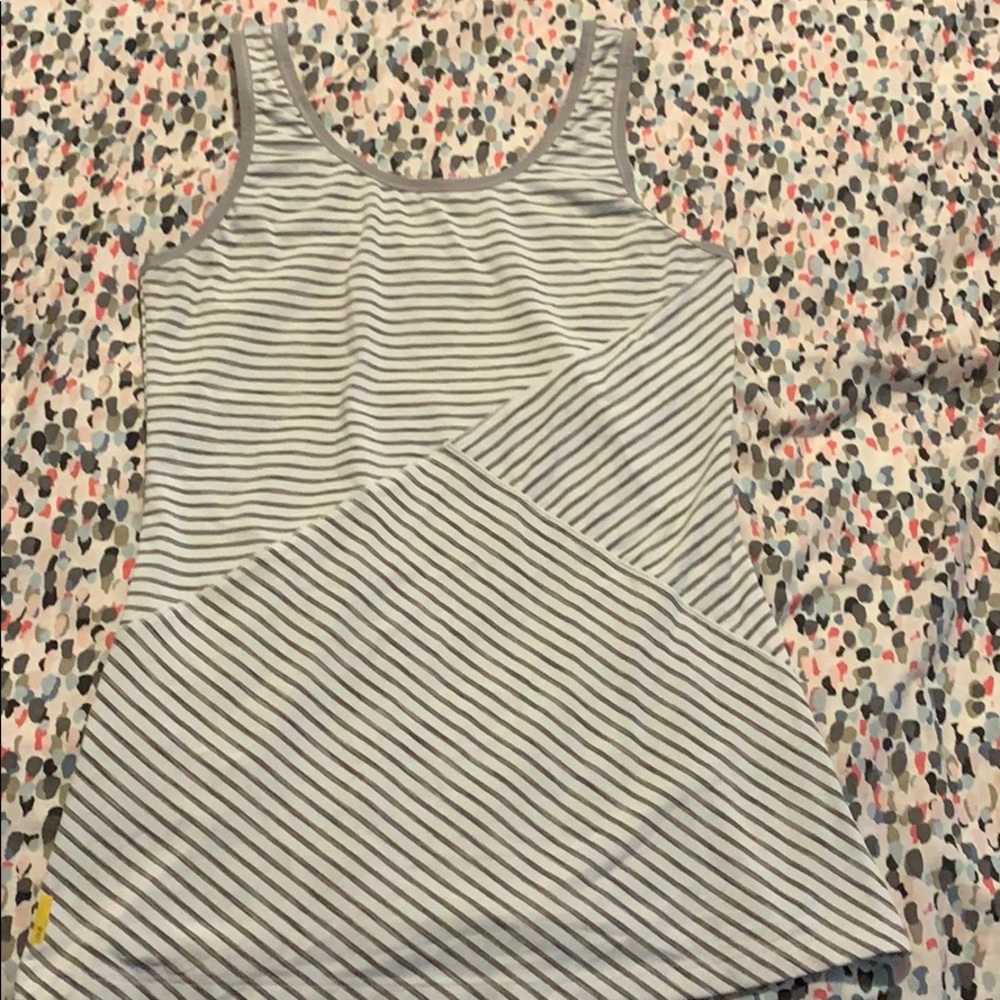 White and gray strip tank top